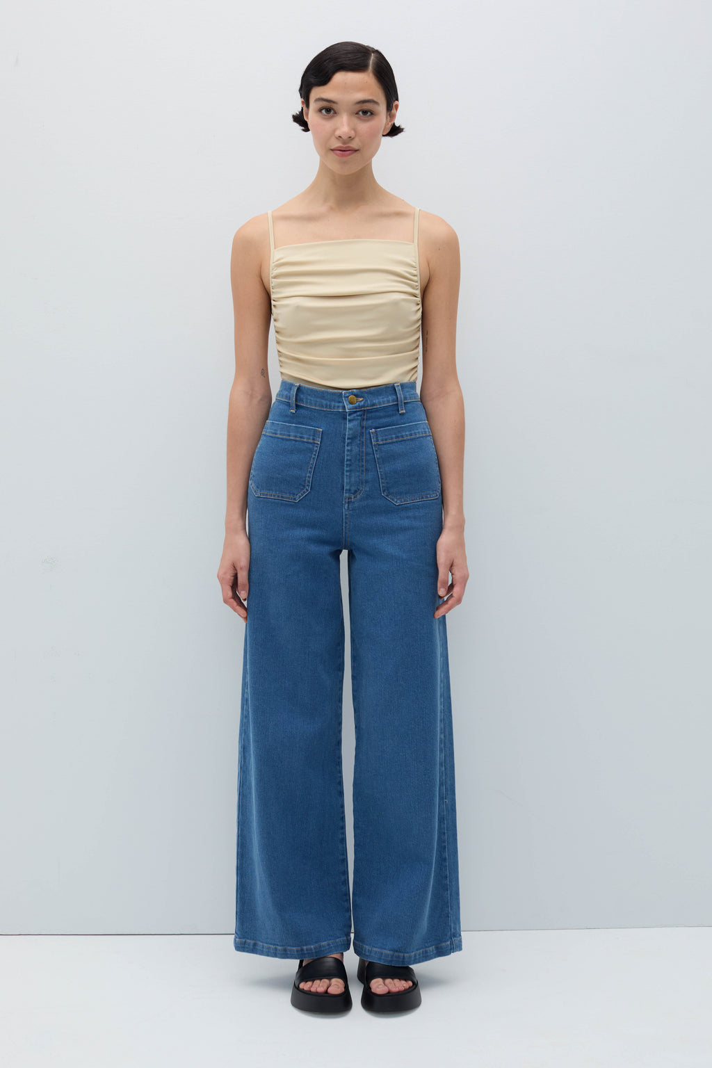 Luna Pants – Flared Stretch Denim Jeans | Rita Row