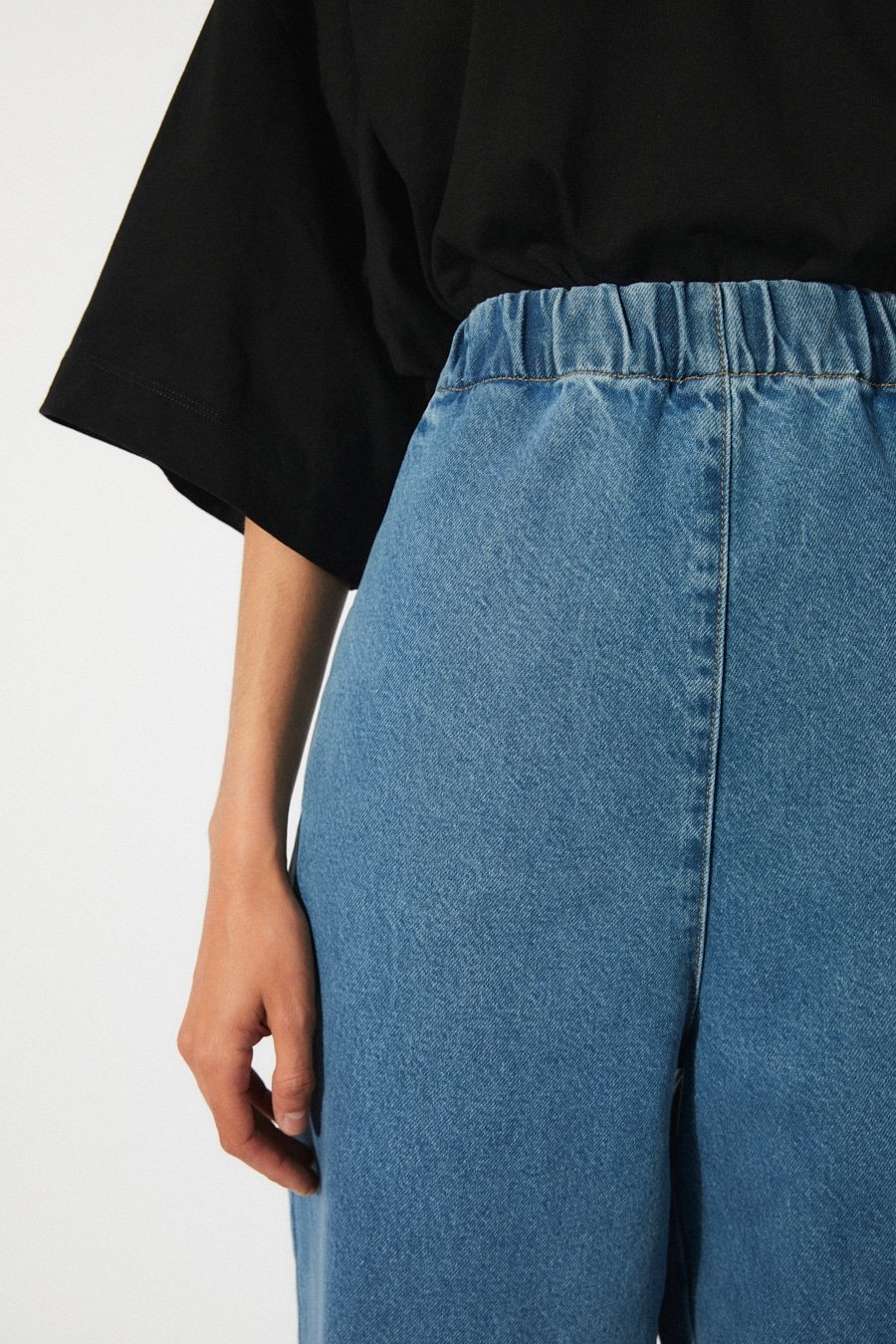 RITAROW デニムパンツ Chikashitsu +】lilting stitch curve denim pants